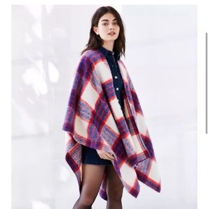 BDG URBAN OUTFITTERS PLAID PONCHO